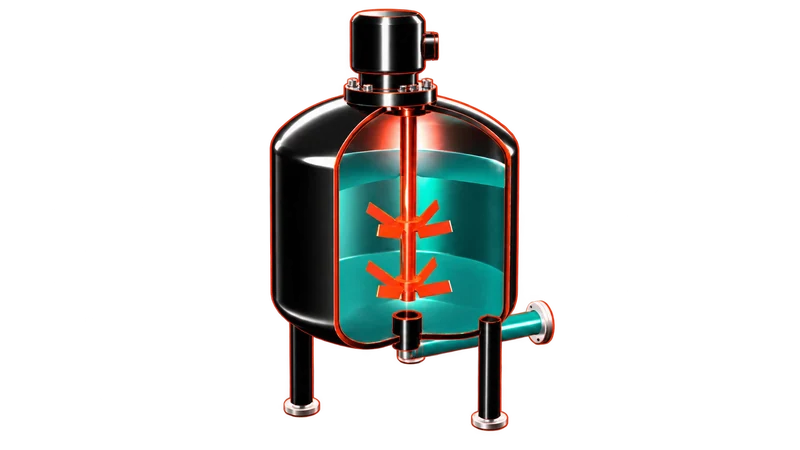 Bioprocess vessel cutaway illustration
