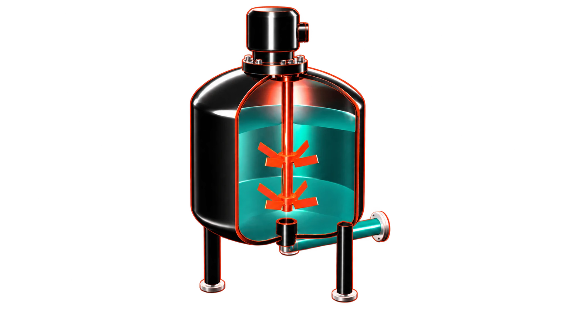 Bioprocess vessel cutaway illustration