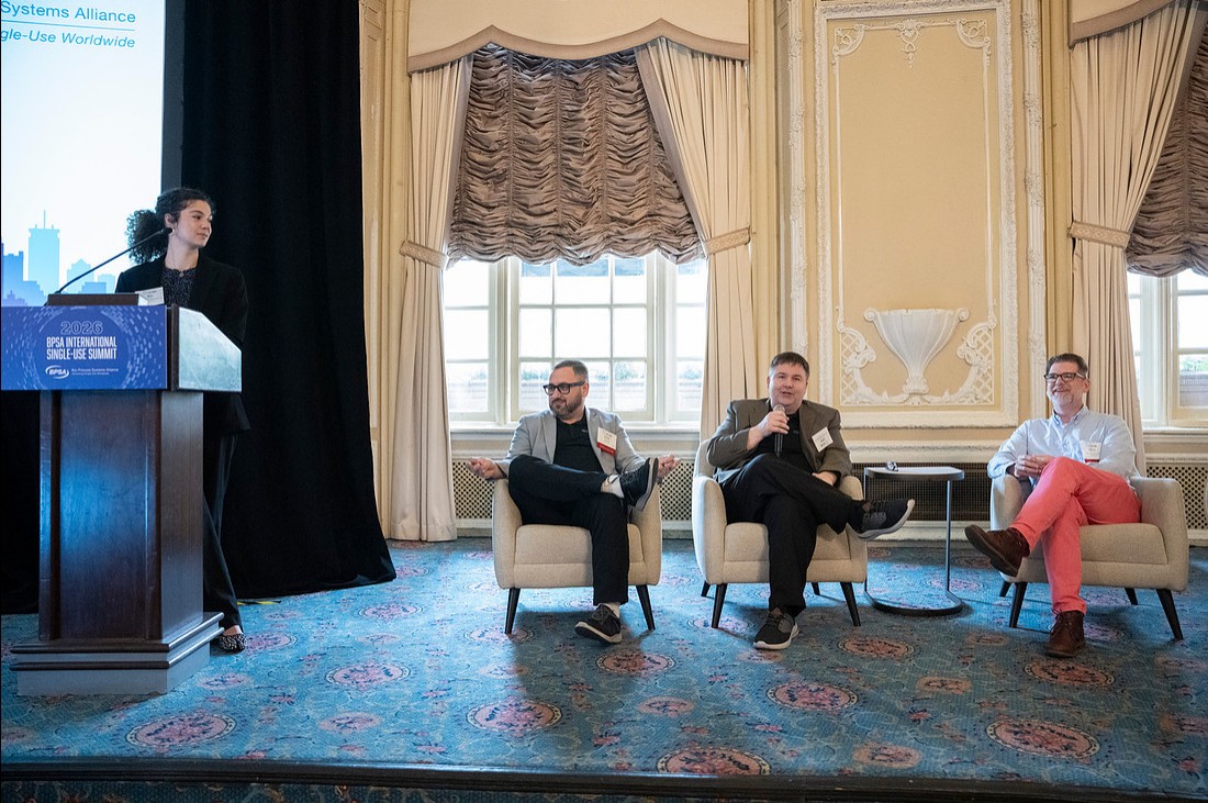 The AI session panel at the BPSA International Single-Use Summit.