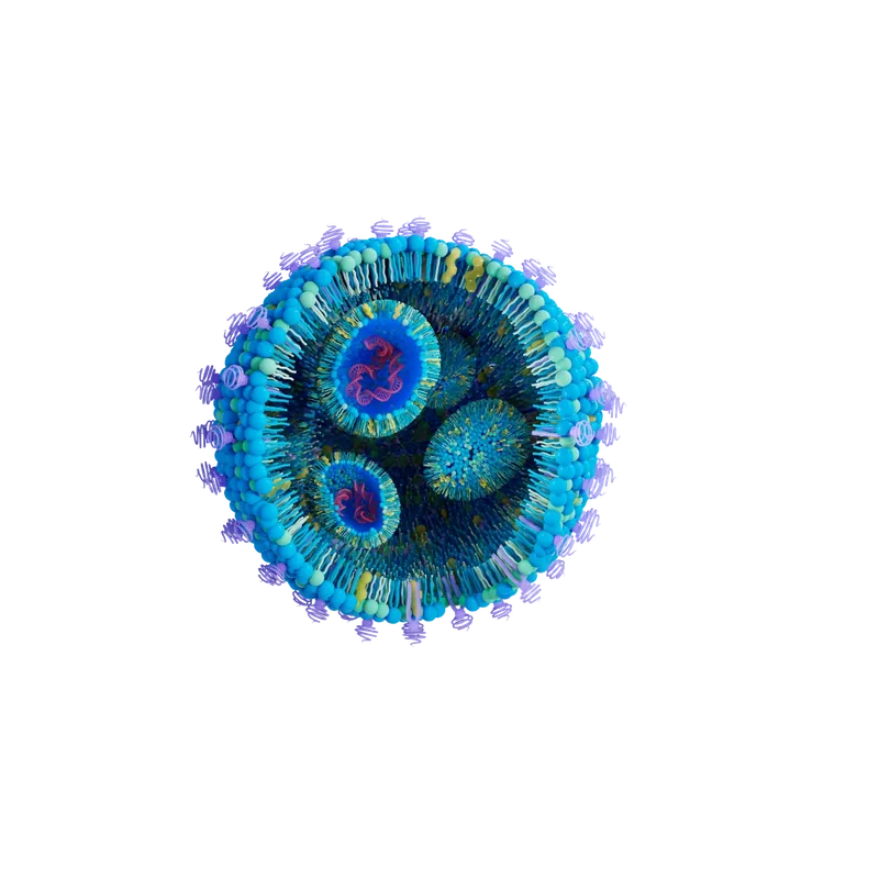 Lipid nanoparticle cutaway render